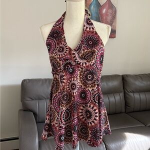 NWOT Never worn Younique Pink Red Halter Fitted Swim Top